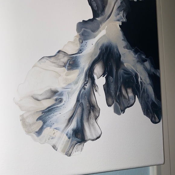 ❌SOLD❌18x24 hand painted acrylic fluid pour art canvas painting black white - Picture 11 of 15